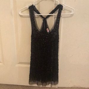 Cute black sequin tank